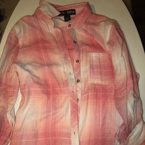 Pink and White Plaid Button Up